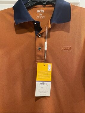 Men's Rust Polo with Navy Contrast Collar